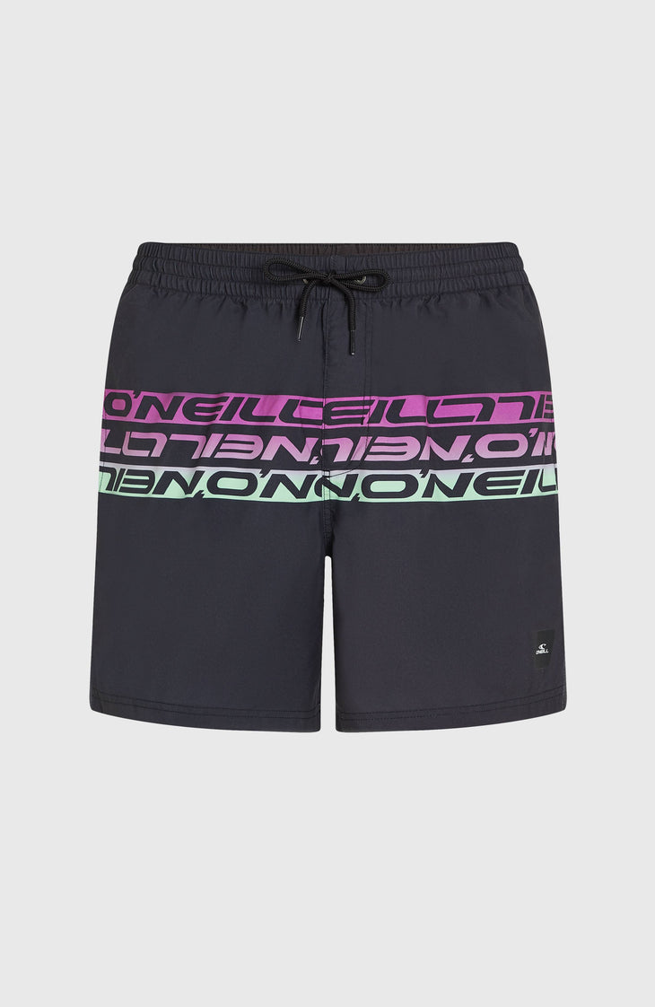 Cali Stripe 16'' Swim Shorts | Black/Purple Upside Down Clean