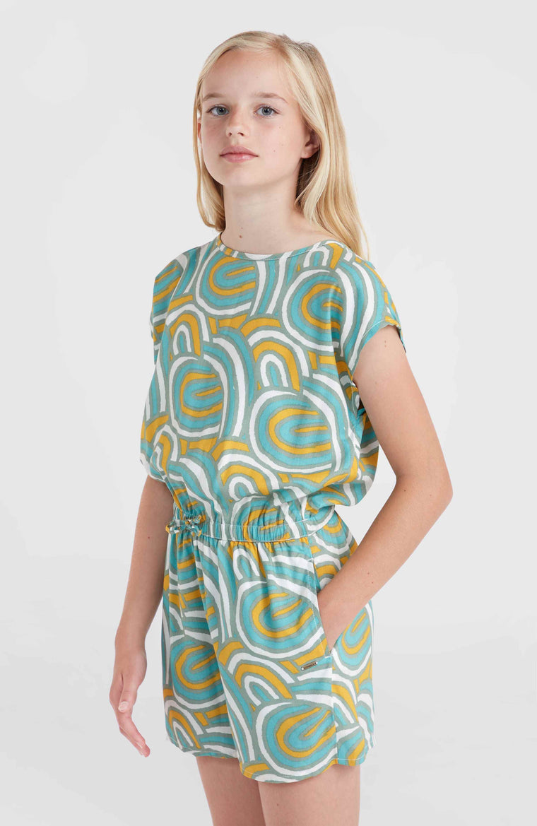 Talia Playsuit | Blue Rainbow Stripe Talia Playsuit | Blue Rainbow Stripe