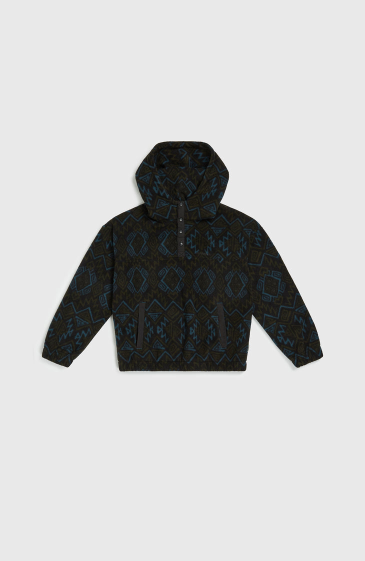 Superfleece Half-Zip Hoodie | Black Retro Ikat