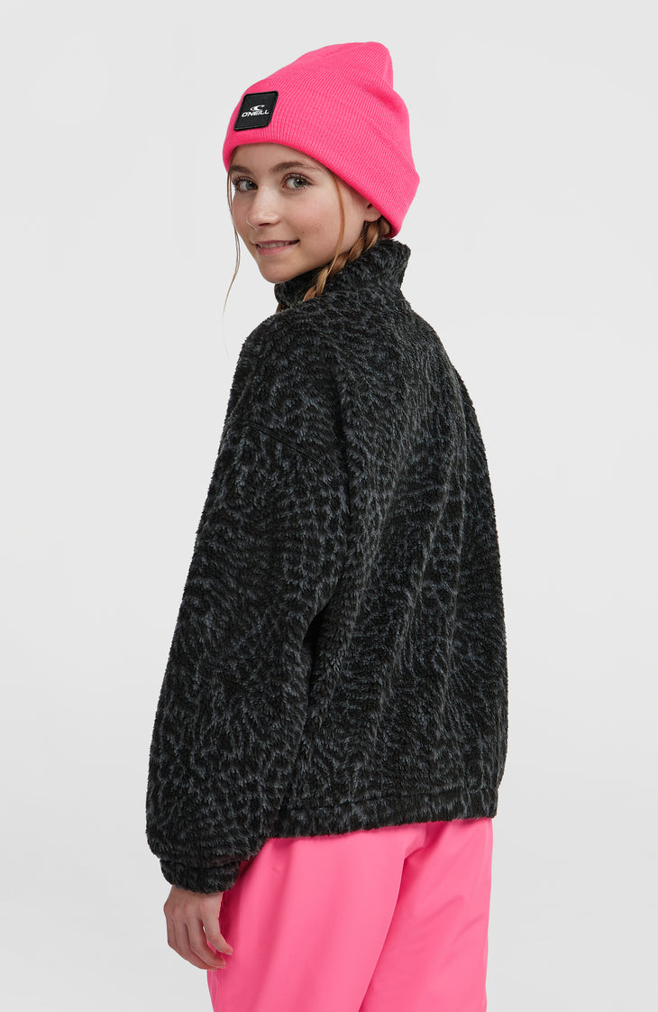 High-Pile Full-Zip Fleece | Black Animalica