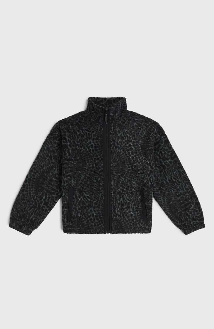 High-Pile Full-Zip Fleece | Black Animalica