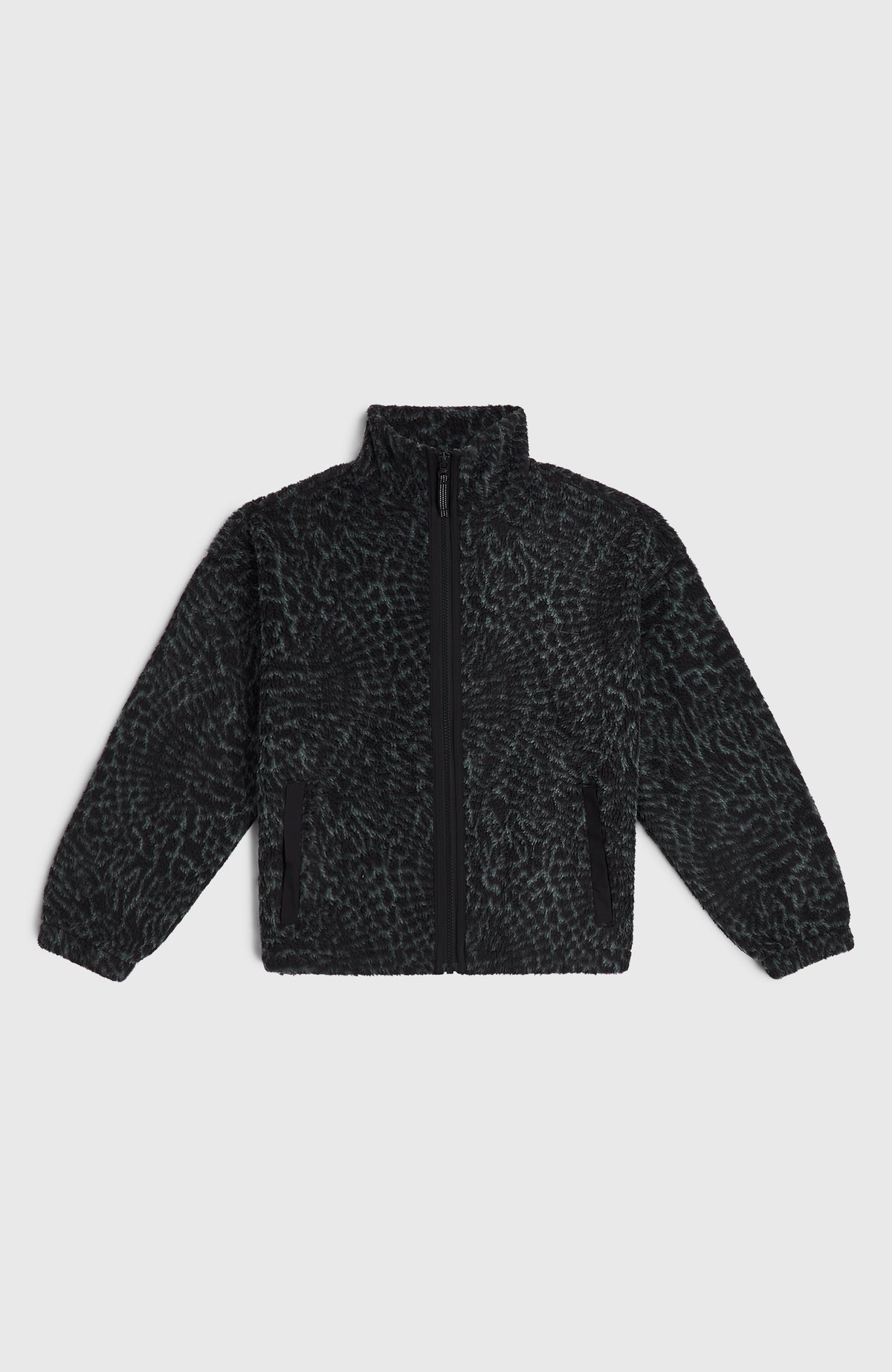 High-Pile Full-Zip Fleece | Black Animalica