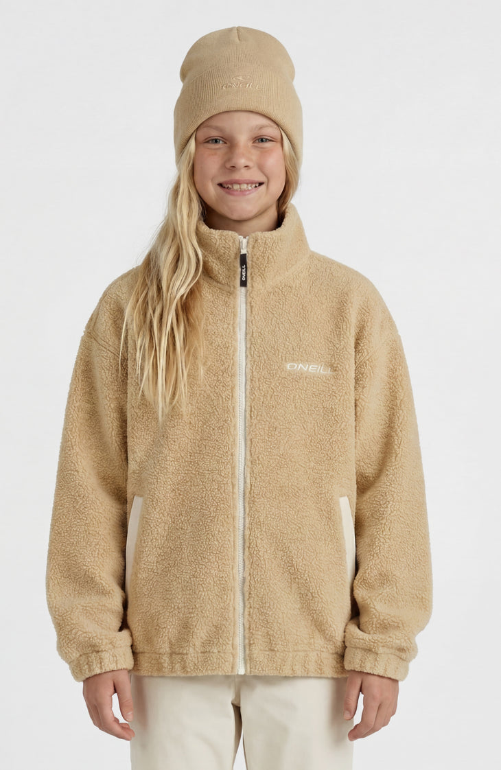 High-Pile Full-Zip Fleece | Olive Blush