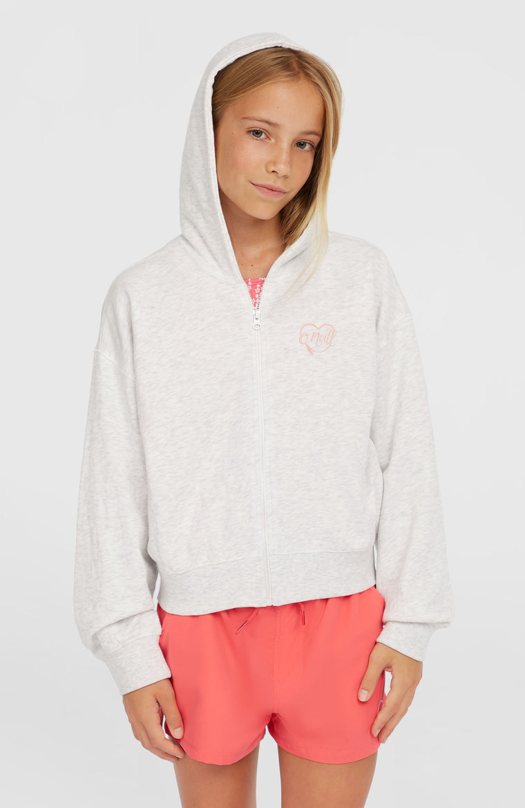 Script Falf-Zip Hoodie | White Melange Script Falf-Zip Hoodie | White Melange