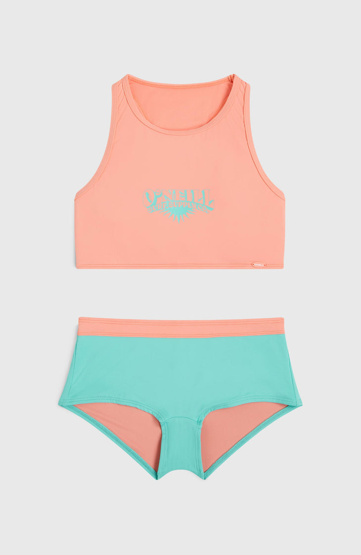 Cali Holiday Bikini Set | Coral Pink Colour Block