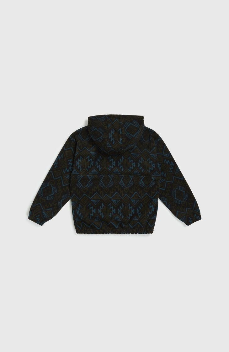 Superfleece Half-Zip Hoodie | Black Retro Ikat