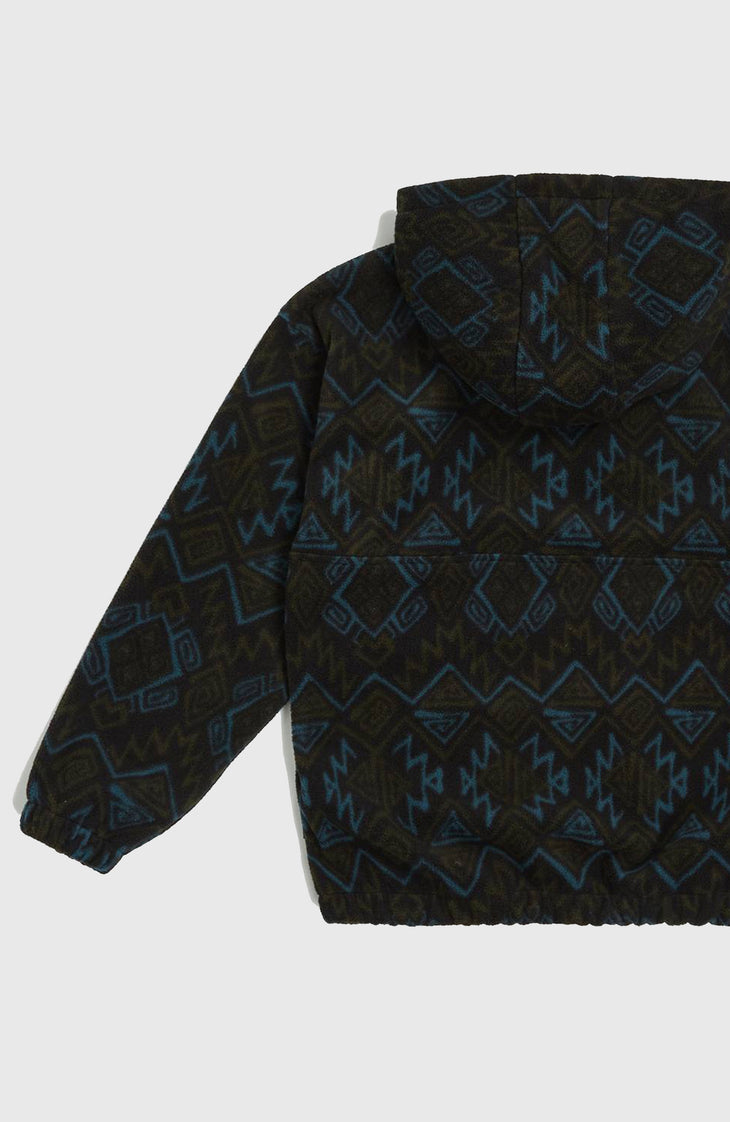 Superfleece Half-Zip Hoodie | Black Retro Ikat