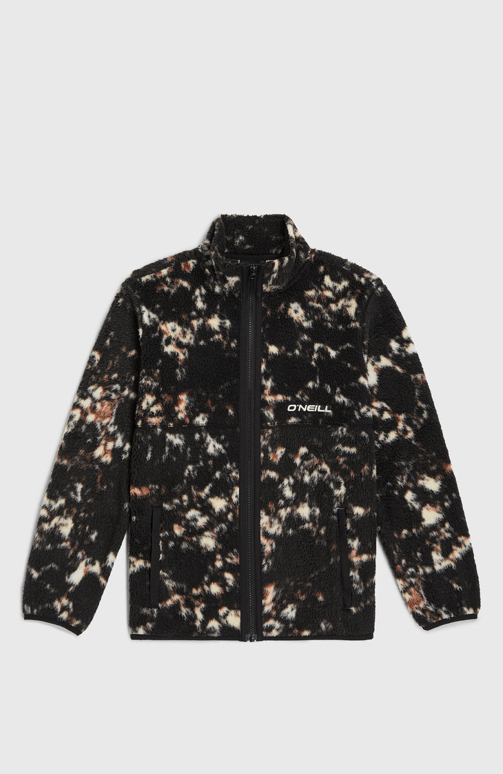 High-Pile Full-Zip Fleece | Black/Beige Quarry