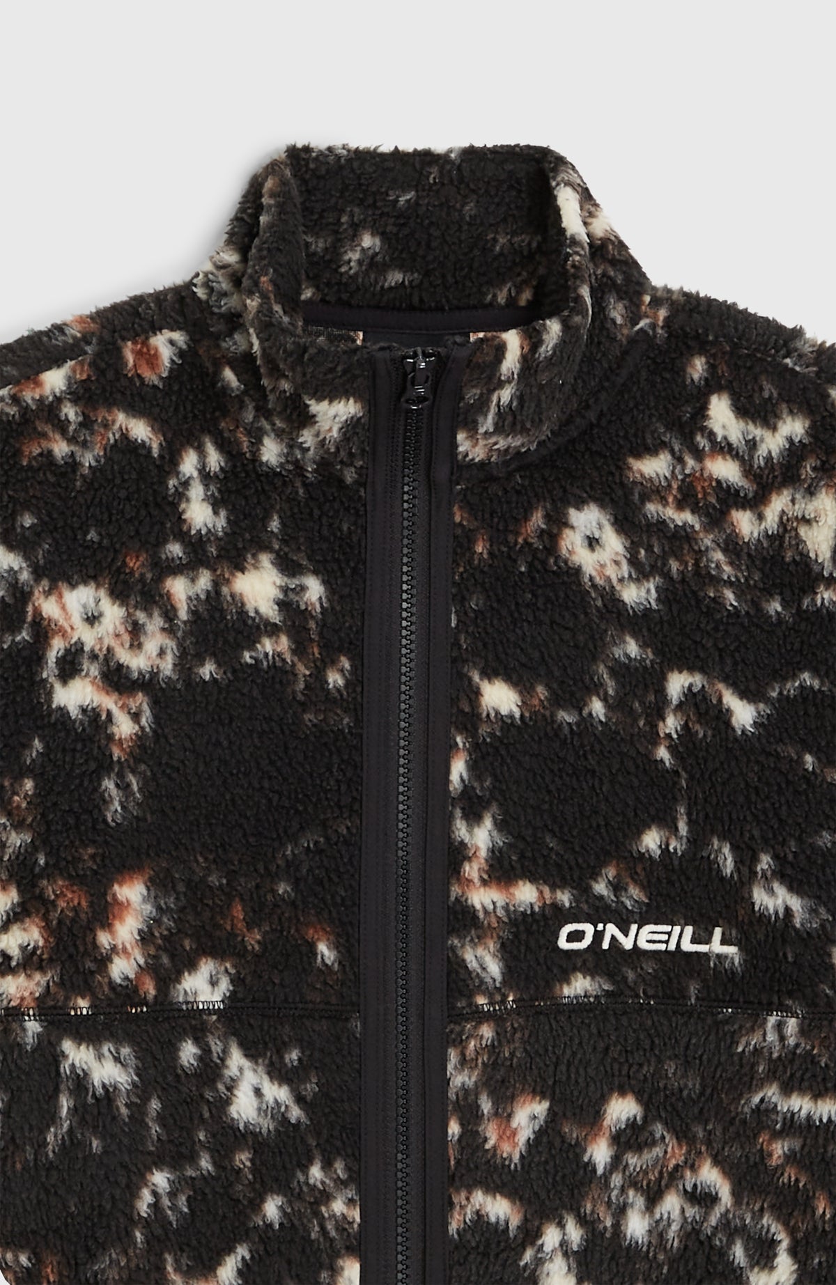 High-Pile Full-Zip Fleece | Black/Beige Quarry