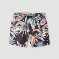 Cali Print 13'' Swim Shorts | Black Tropical Flower