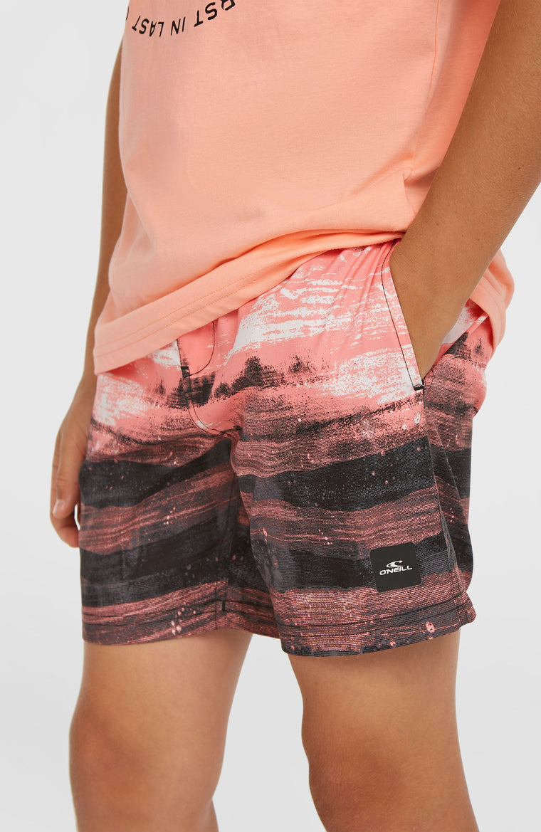 Cali Gradient 14'' Swim Shorts | Coral Melted Texture Cali Gradient 14'' Swim Shorts | Coral Melted Texture