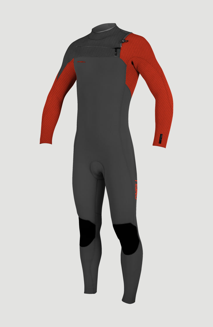 Hyperfreak Plus 4/3mm Chest Zip Full Wetsuit | RAVEN/RAVEN/FIRE RED