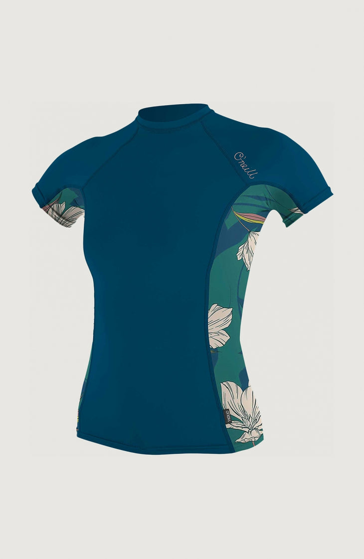 Side Print Short Sleeve Rash Guard | Dark Blue