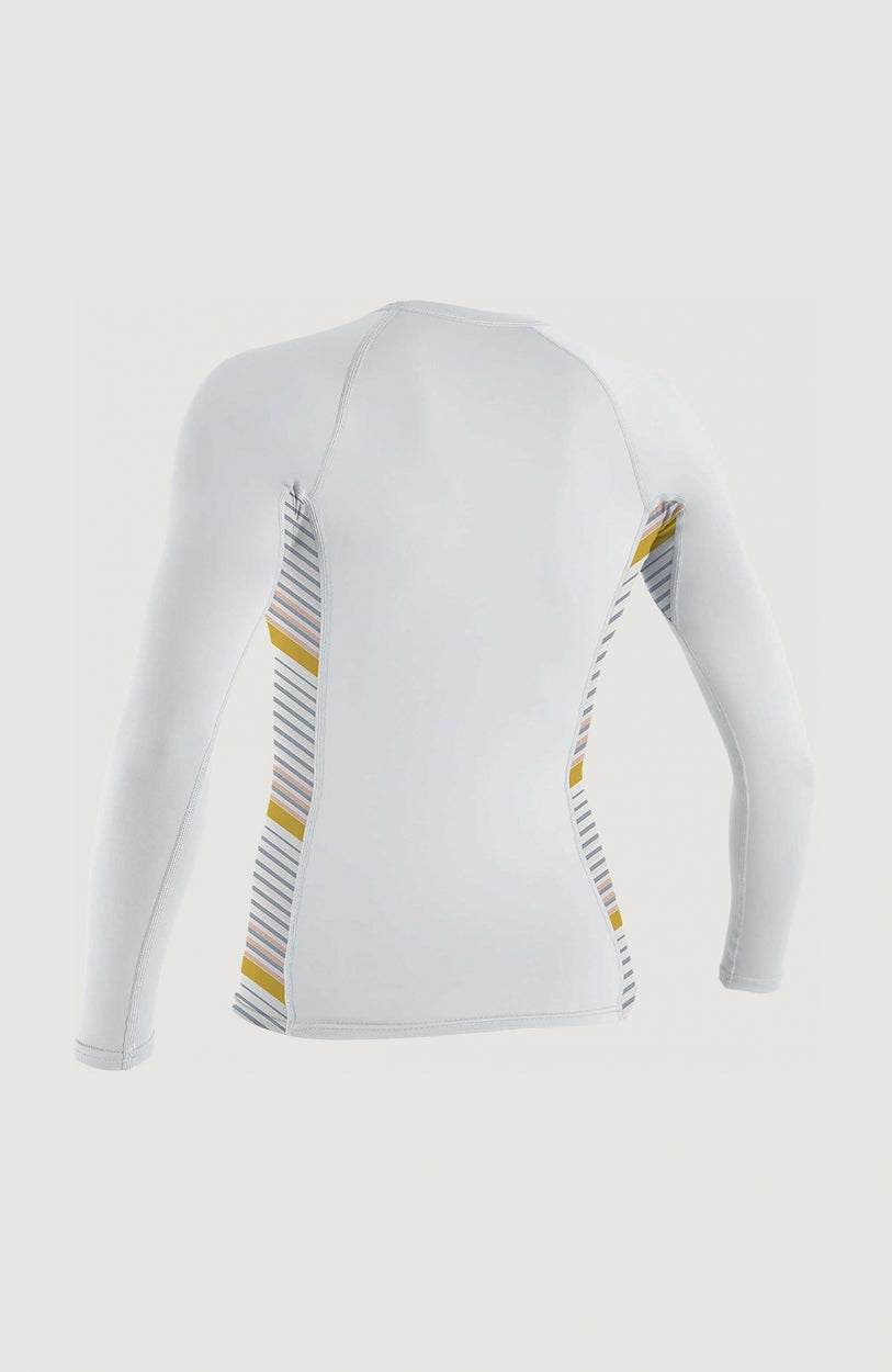 Side Print Long Sleeve Rash Guard | White