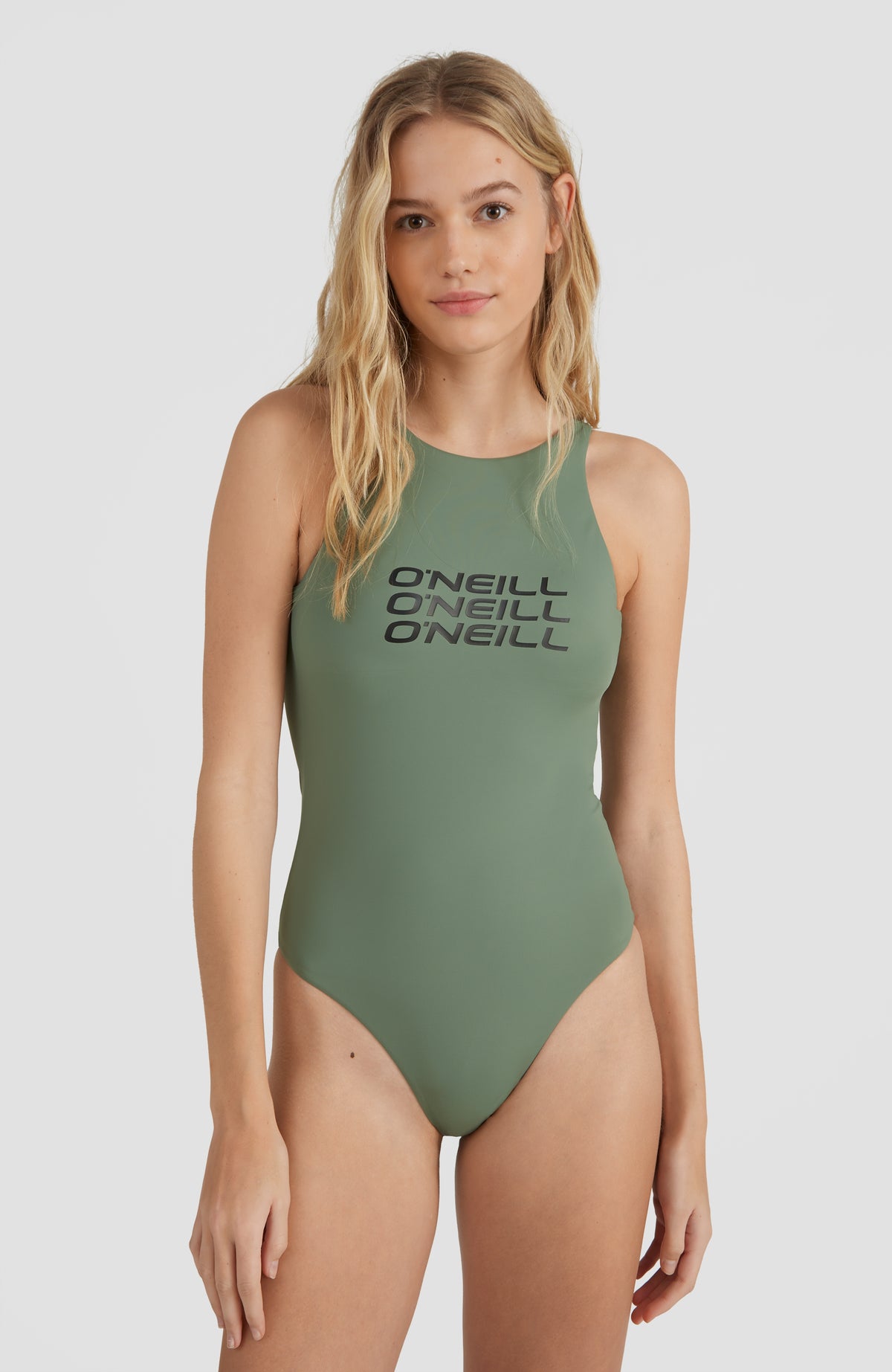 Logo High Neck Swimsuit | Lily Pad