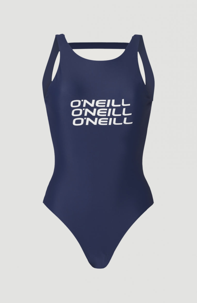 Logo High Neck Swimsuit | Blueberry