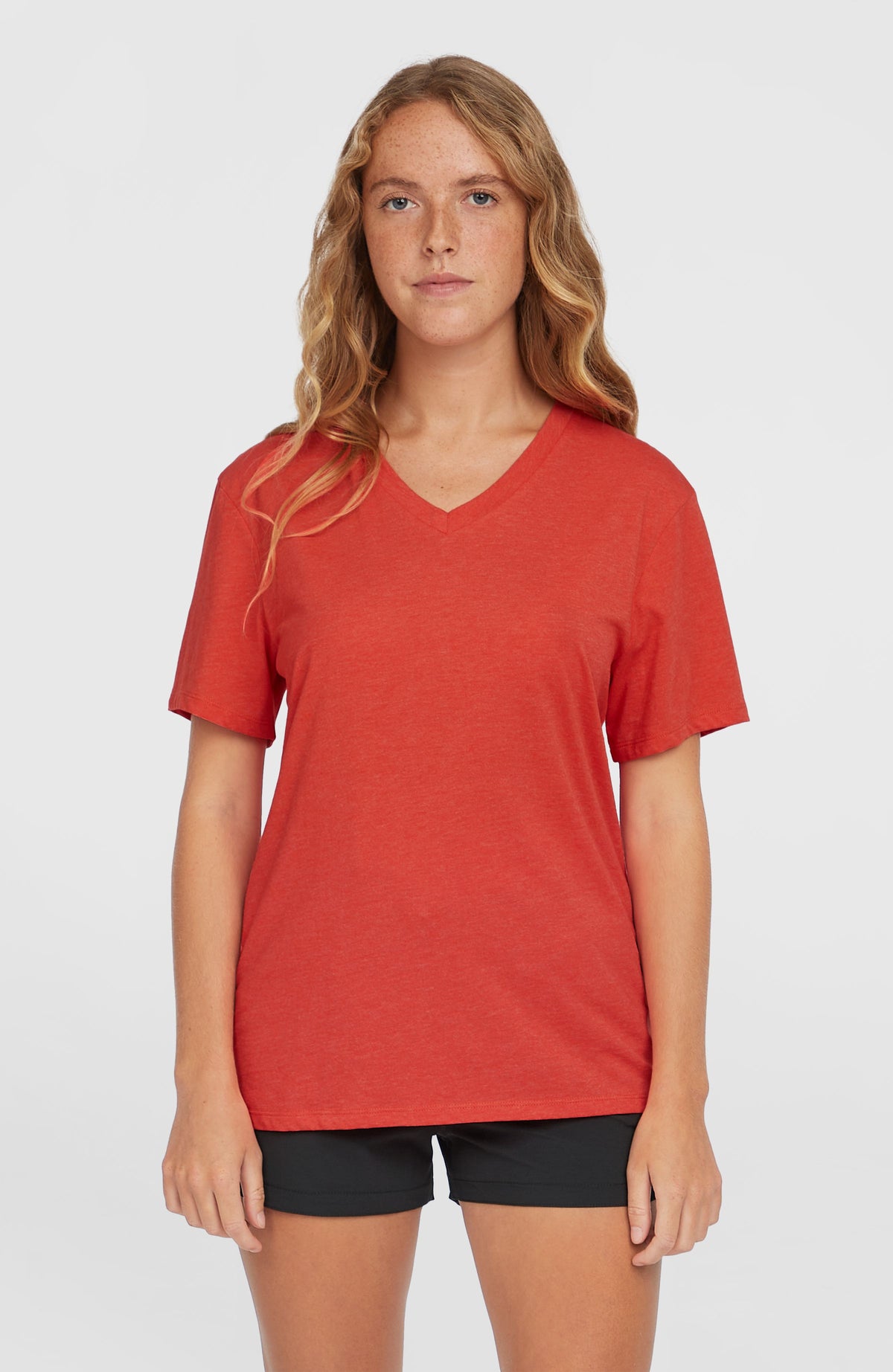 Essentials V-Neck T-Shirt | Sunrise Red