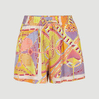 Amiri High-Waist Beach Shorts | Yellow Scarf Print