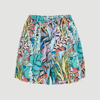 Java Wave High-Waist Shorts | Blue Comic Seaweed