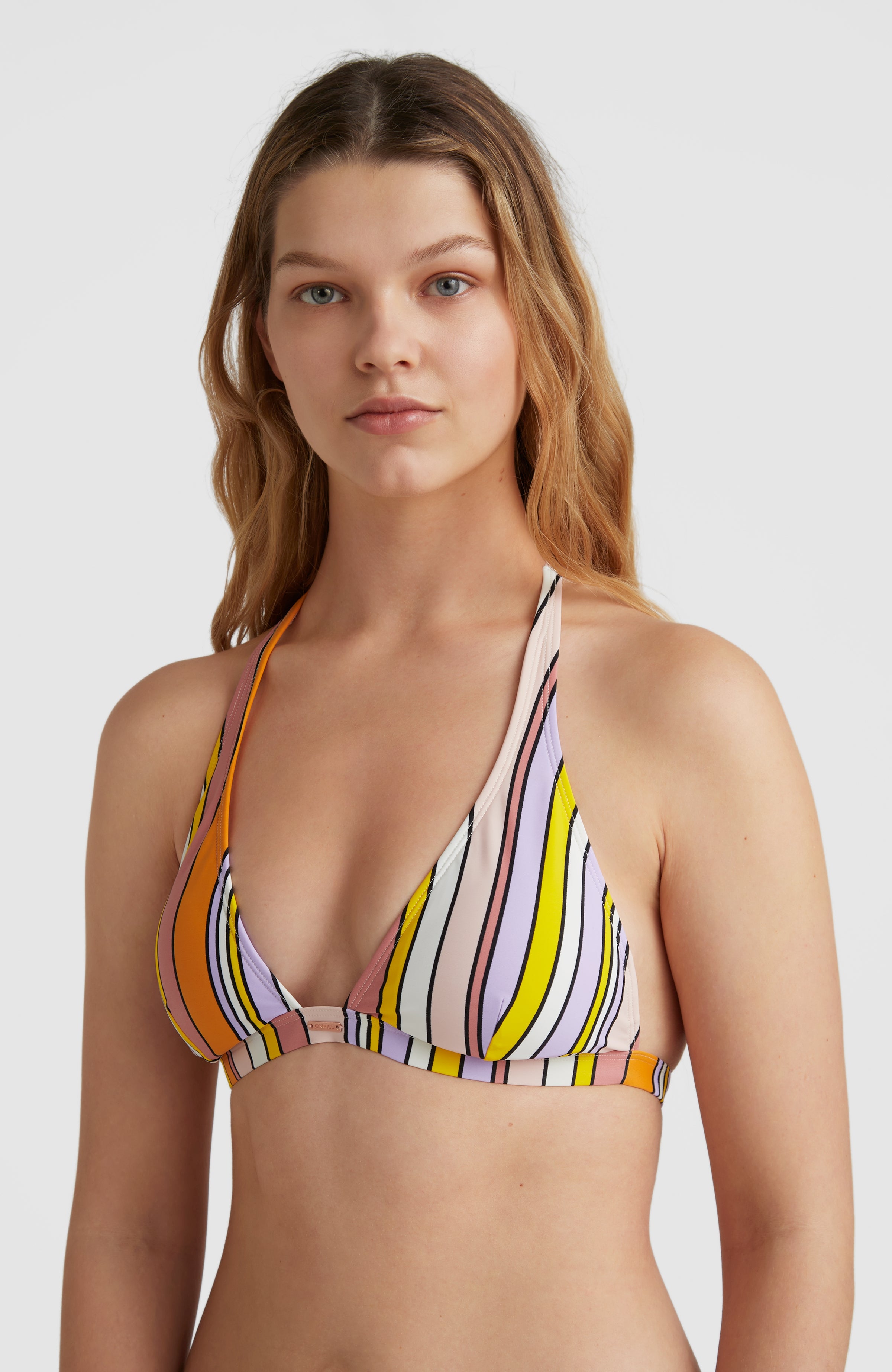 Fruit Print Color Block High Cut Triangle Bikini Set