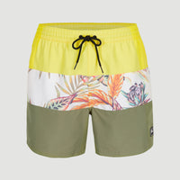 Cali Block 15'' Swim Shorts | White Tropical Flower