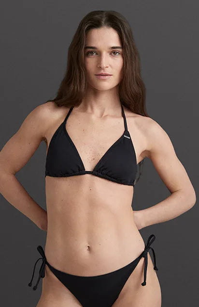 Triangle Bathing Suit Swim suits Backless Padded Costume Women's Bikini Set  Black