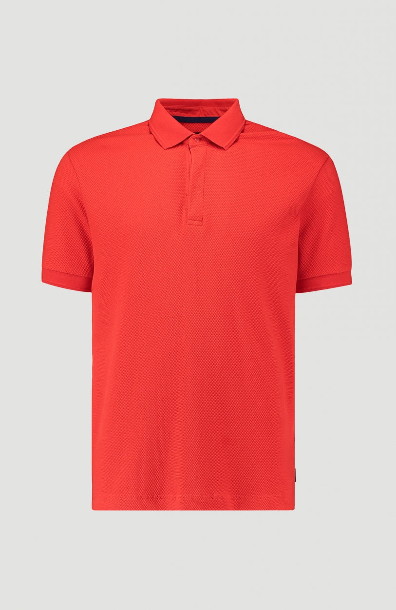 Hybrid Waffle Polo Shirt | Fiery Red -A