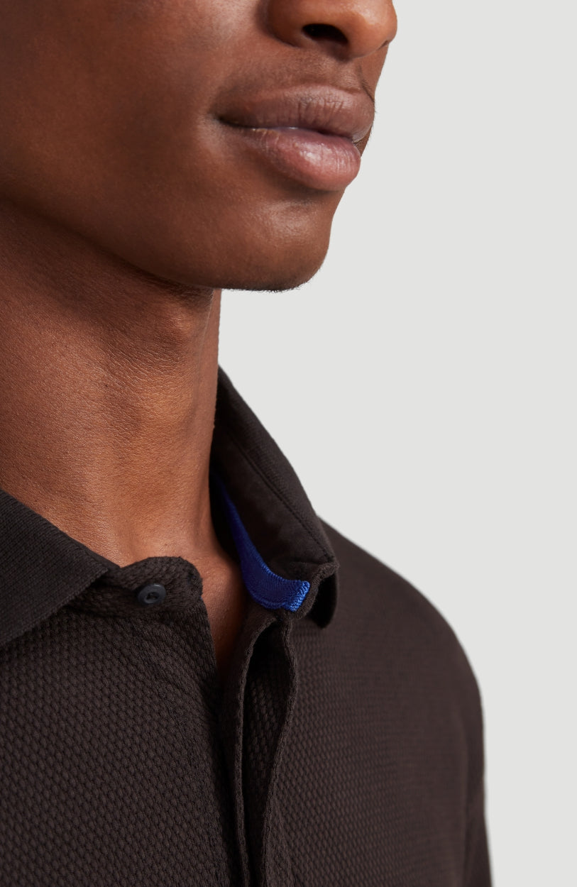 Hybrid Waffle Polo Shirt | BlackOut - A