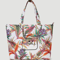 Coastal Print Tote | White Tropical Flower