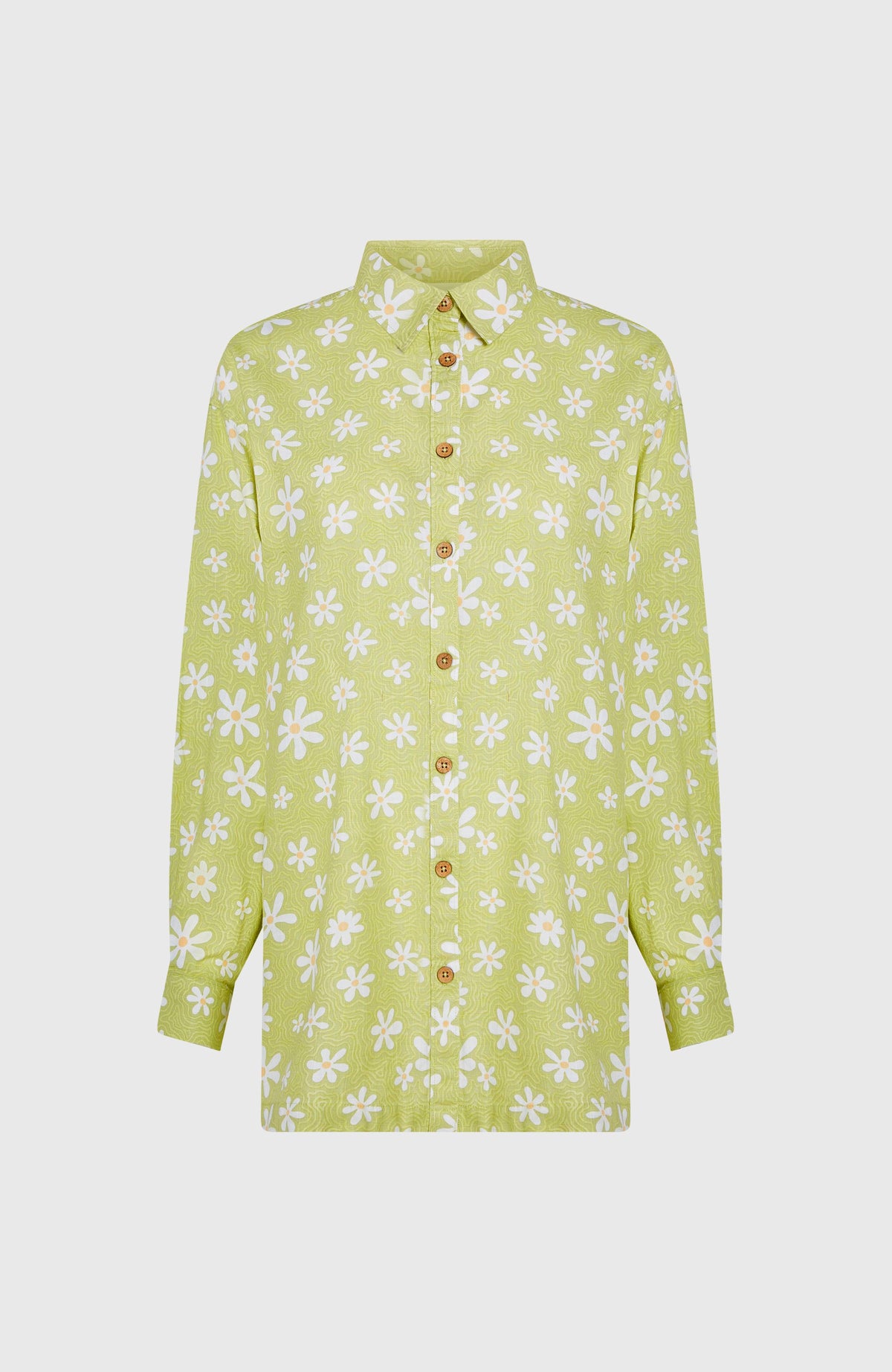 Beach Vintage Long Shirt | Green Daisyline
