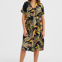 Cali Beach Shirt Dress | Black Tropical Flower