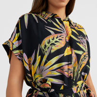 Cali Beach Shirt Dress | Black Tropical Flower