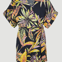 Oliana Wrap Dress | Black Tropical Flower