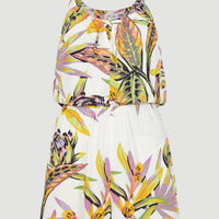 Leina Playsuit | White Tropical Flower