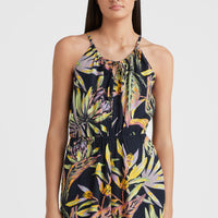 Leina Playsuit | Black Tropical Flower