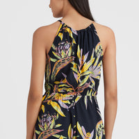 Leina Playsuit | Black Tropical Flower