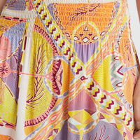 Lilia Smocked Skirt | Yellow Scarf Print