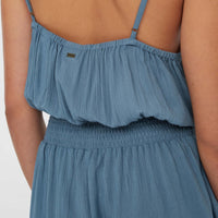 Thin Strap Buttoned Romper | Copen Blue