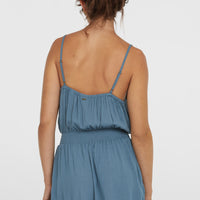 Thin Strap Buttoned Romper | Copen Blue