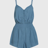 Thin Strap Buttoned Romper | Copen Blue