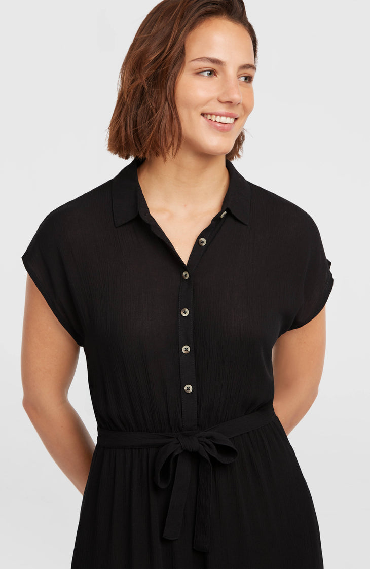 Lori Maxi Shirt Dress | Black Out
