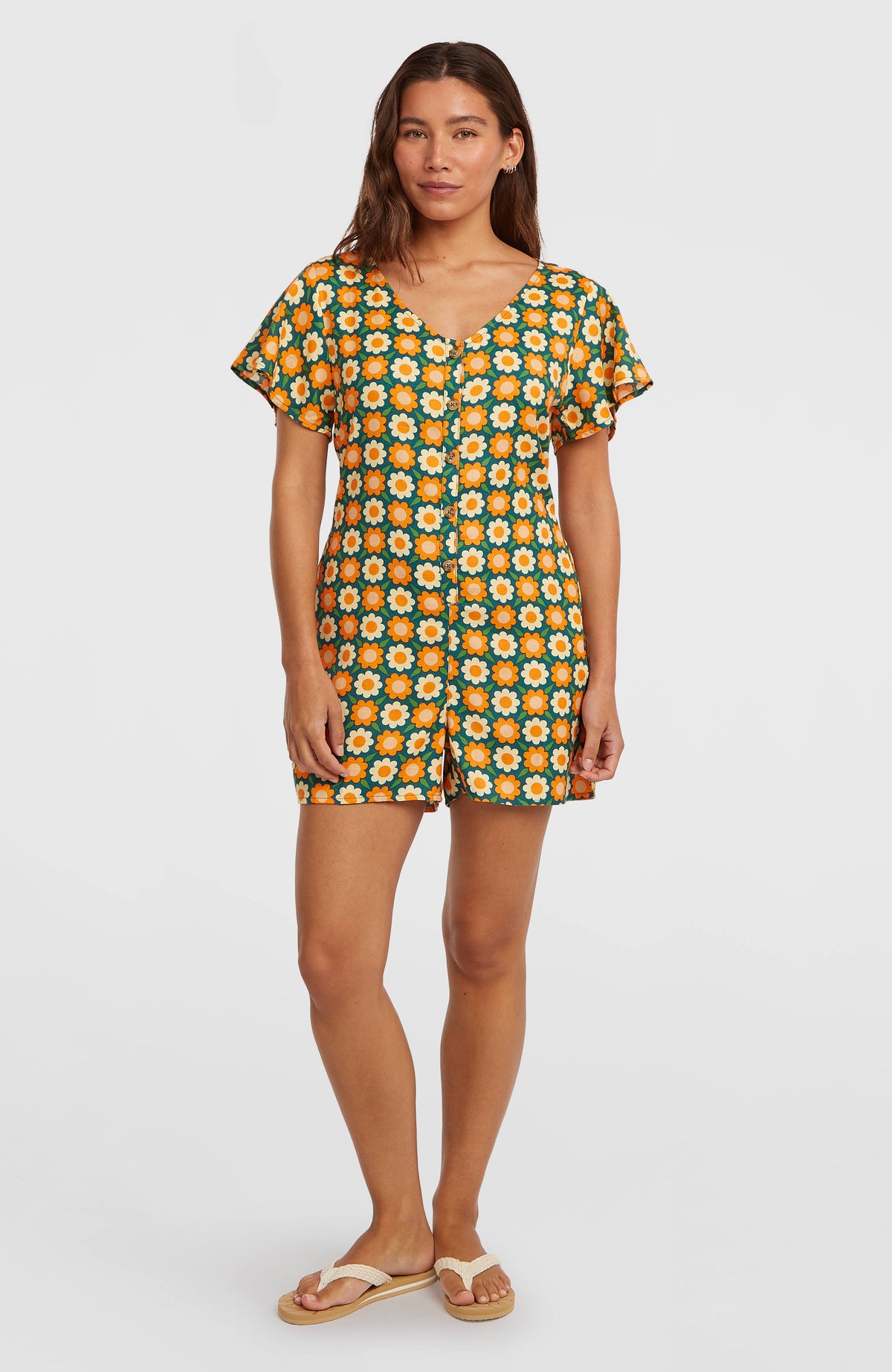 O'Riginals Playsuit | Green Retro Flower