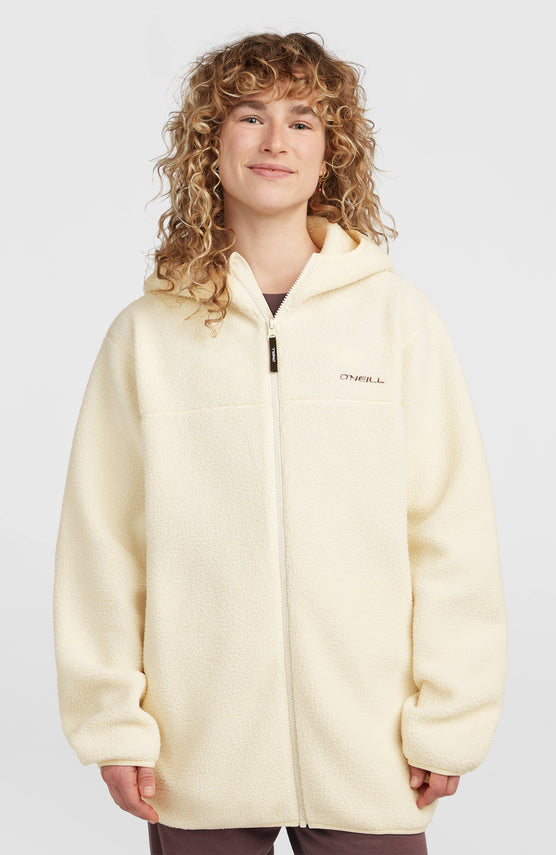 Must-Have Long Full-Zip High-Pile Fleece | Linen White