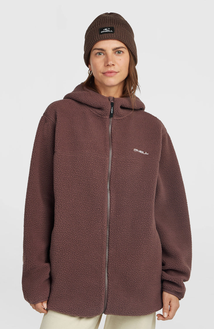 Must-Have Long Full-Zip High-Pile Fleece | Purple Gray
