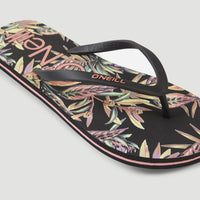 Profile Graphic Sandals | Black Tropical Flower