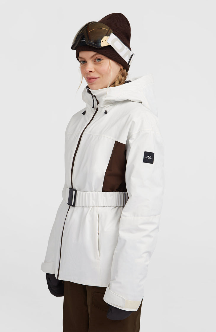 FWC'Cruz Hybrid Belted Snow Jacket | Snow White Colour Block