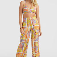 Malia High-Waist Beach Pants | Yellow Scarf Print