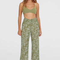 Johnny Smocked Waist Pants | Green Textured Jungle