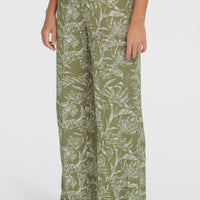 Johnny Smocked Waist Pants | Green Textured Jungle