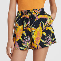 Amiri High-Waist Beach Shorts | Black Tropical Flower